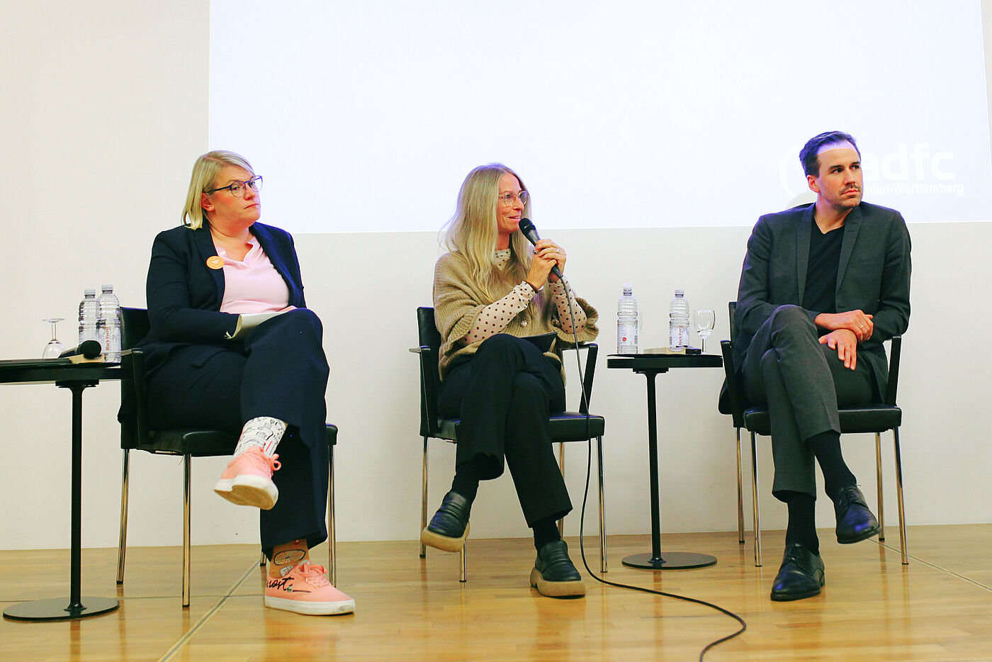 Podiumsdiskussion: Kathleen Lumma (ADFC BW), Sandra Prediger (Jobrad) & Alexander Rosenthal (Zukunft Fahrrad)