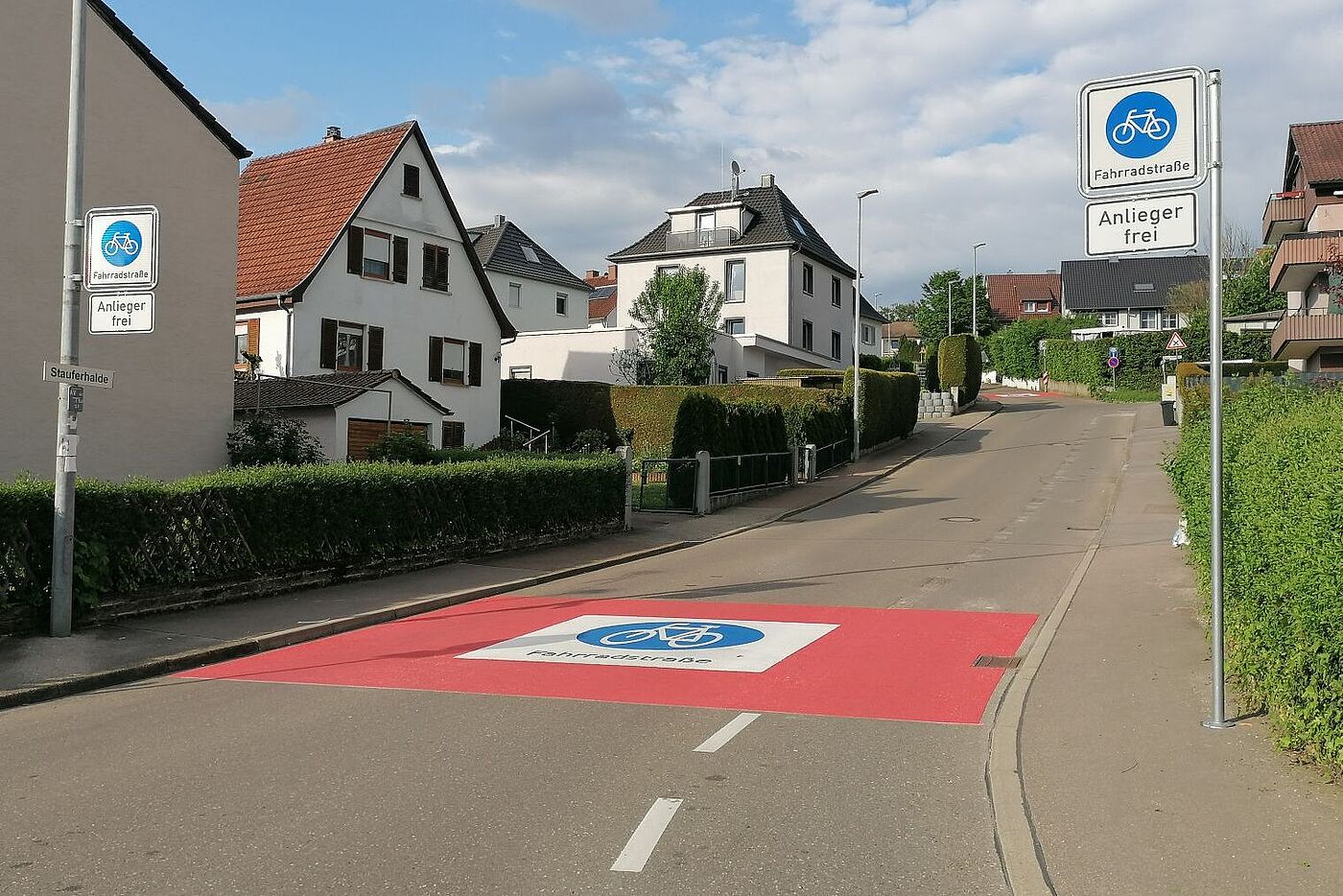 Fahrradstraße Karl-Kübler-Straße (Einfahrt in Stauferhalde)